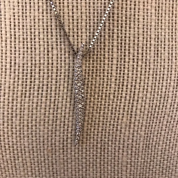 SOLD Swarovski Silver Pave Crystal Horn Necklace - Picture 2 of 5